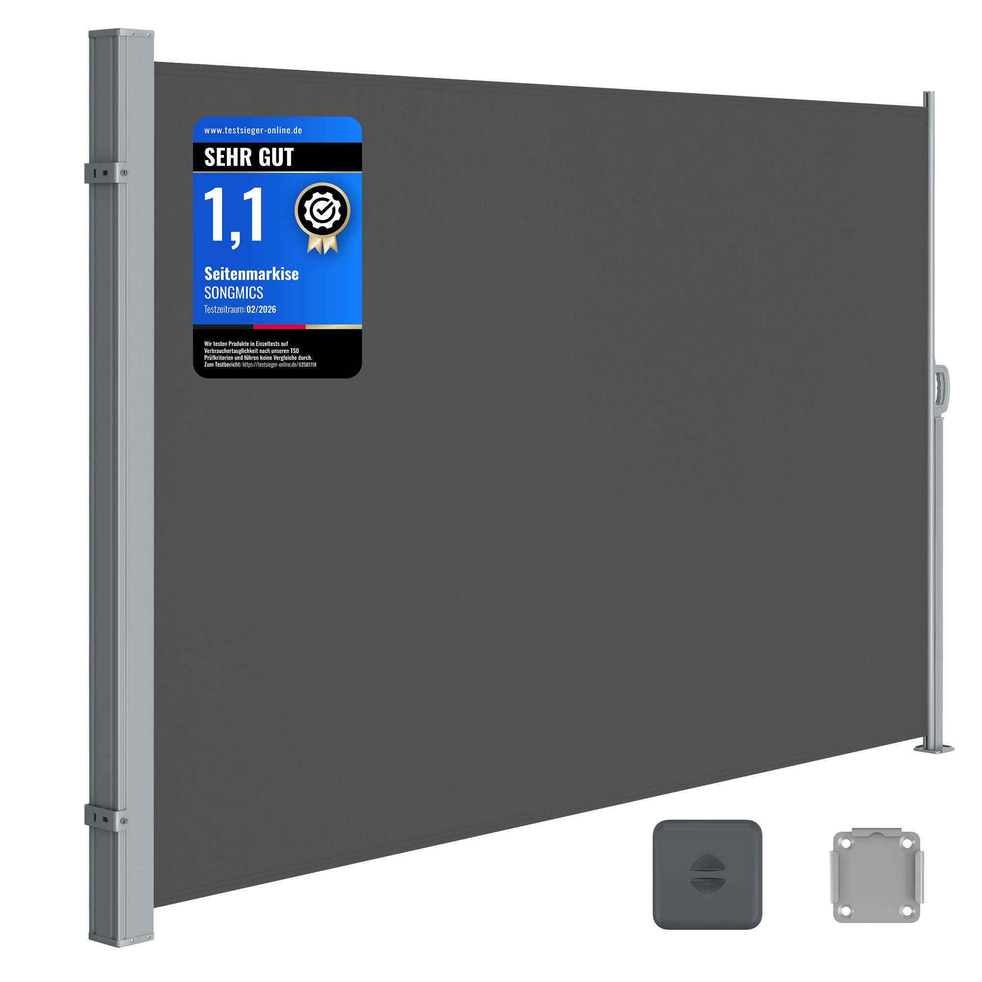 SONGMICS Seitenmarkise Sichtschutz Windschutz Markise ausziehbar