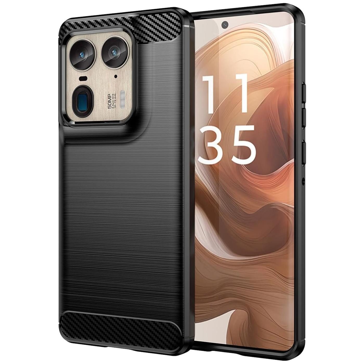 CoolGadget Handyhülle Carbon Handy Hülle für Motorola Edge 50 Ultra 6,7 Zoll, robuste Telefonhülle Case Schutzhülle für Motorola Edge 50 Ultra Hülle