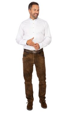 Almsach Trachtenhemd Stehkragenhemd JAKOB weiß jeans (Slim Fit)