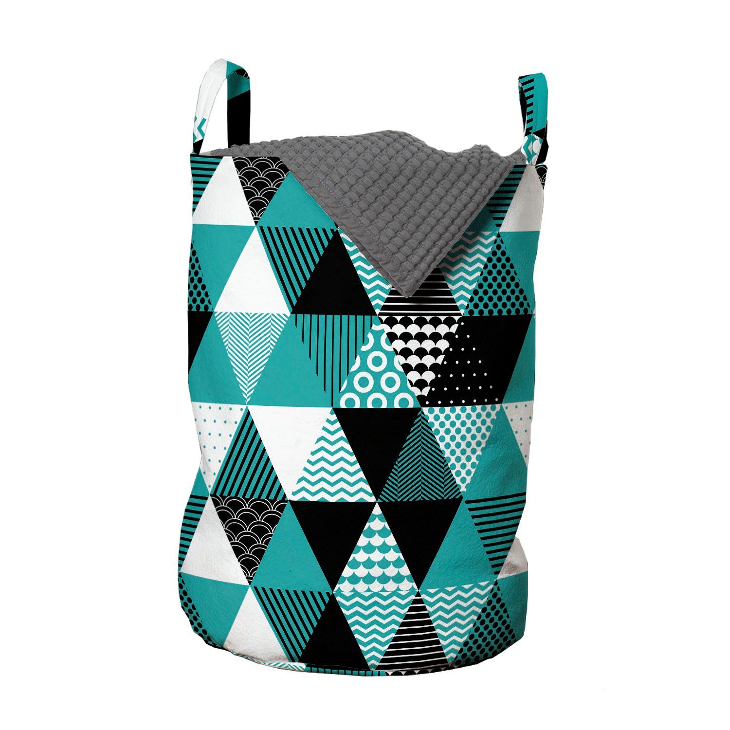 Abakuhaus Wäschesäckchen Wäschekorb mit Griffen Kordelzugverschluss für Waschsalons, Geometrisch Verschiedene Aufwändige Triangles