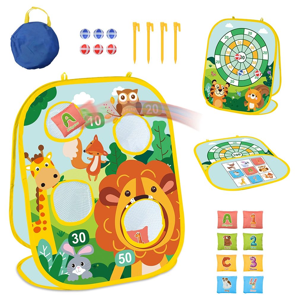 CLTYQ Spielzeug-Gartenset geeignet für Kinder ab 3 Jahren, 3-in-1 Wurfspiel mit Sandsäckchen, (für drinnen, draußen und Gartenpartys), Geburtstagsgeschenk,Indoor-, Garten- und Partyspielzeug
