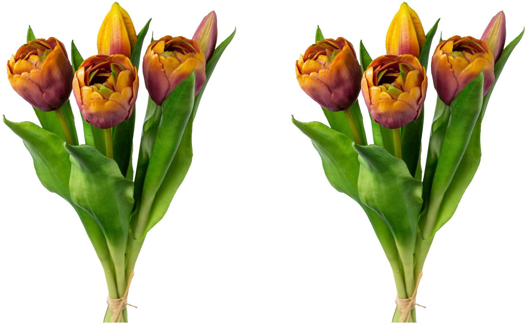 Kunsttulpe Tulpenbund Tulpe, my home, Höhe 32 cm, Der Bund ist in den  Farben Rosa und Mauve-Gelb