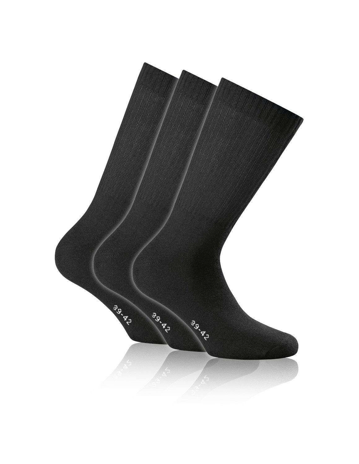 Rohner Socks Tennissocken Crew Basic (superweich) schwarz - 3 Paar