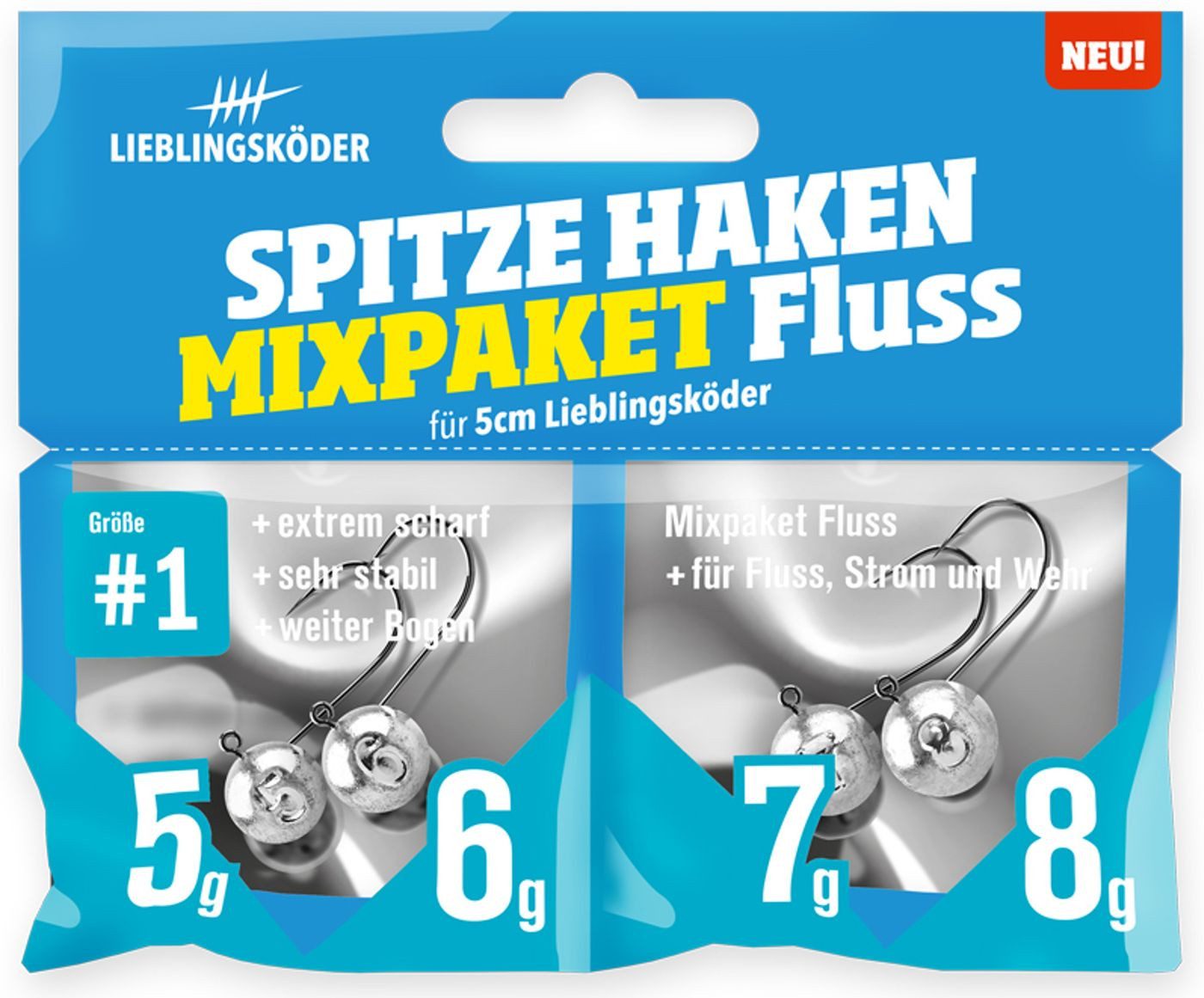 Lieblingsköder Jighaken Lieblingsköder Spitze Haken Gr. 1 Mixpaket - 4 Jigköpfe