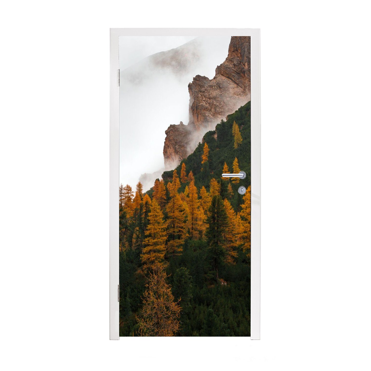 MuchoWow Türtapete Kiefer - Herbst - Berg - Landschaft, Matt, bedruckt, (1 St), Fototapete für Tür, Türaufkleber, 75x205 cm