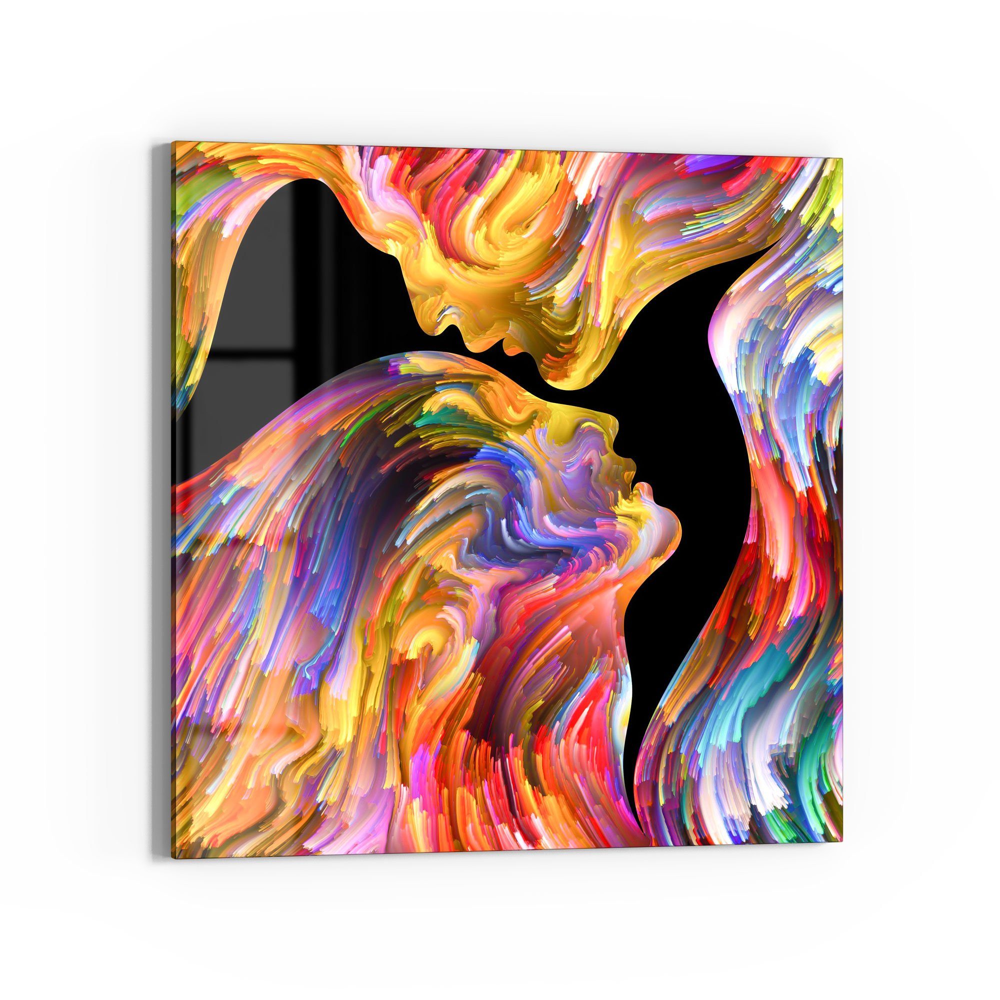 DEQORI Glasbild 'Aus Liebe wird Kunst', 'Aus Liebe wird Kunst', Glas Wandbild Bild schwebend modern