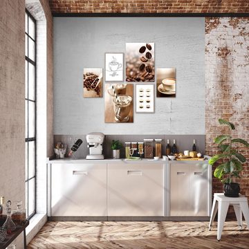 Novart Wandbild Wandbilder Küche Kaffee Gewürze AUFHÄNGFERTIG 90 x 80 cm Küchenbilder, Braun, made in Germany