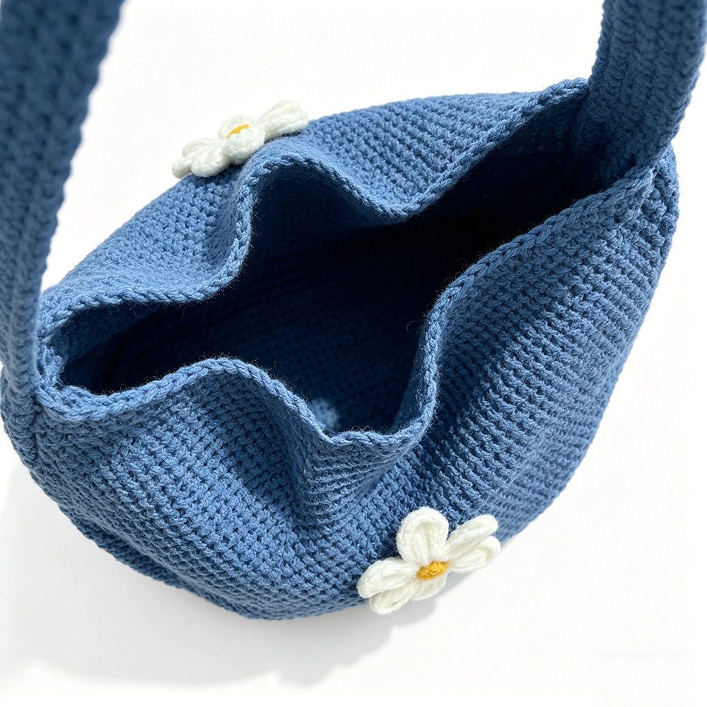 Zaewry Schultertasche Häkel-Strandtasche für Damen,vielseitig und perfekt für den Alltag, große Tote, gewebte Handtasche mit Blumenstickerei, Netz-Strandtasche