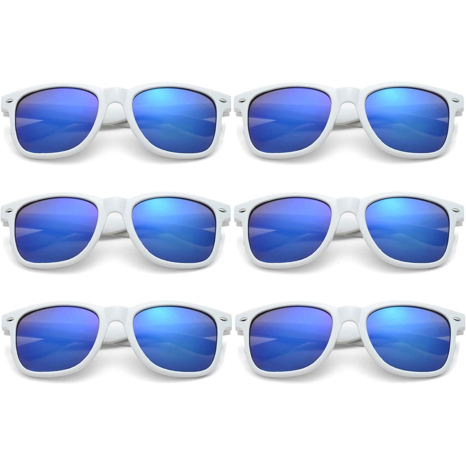 LuxusKollektion Retrosonnenbrille Sonnenbrillen 6er Set Neon Vintage Party Herren Damen White-blue Lens