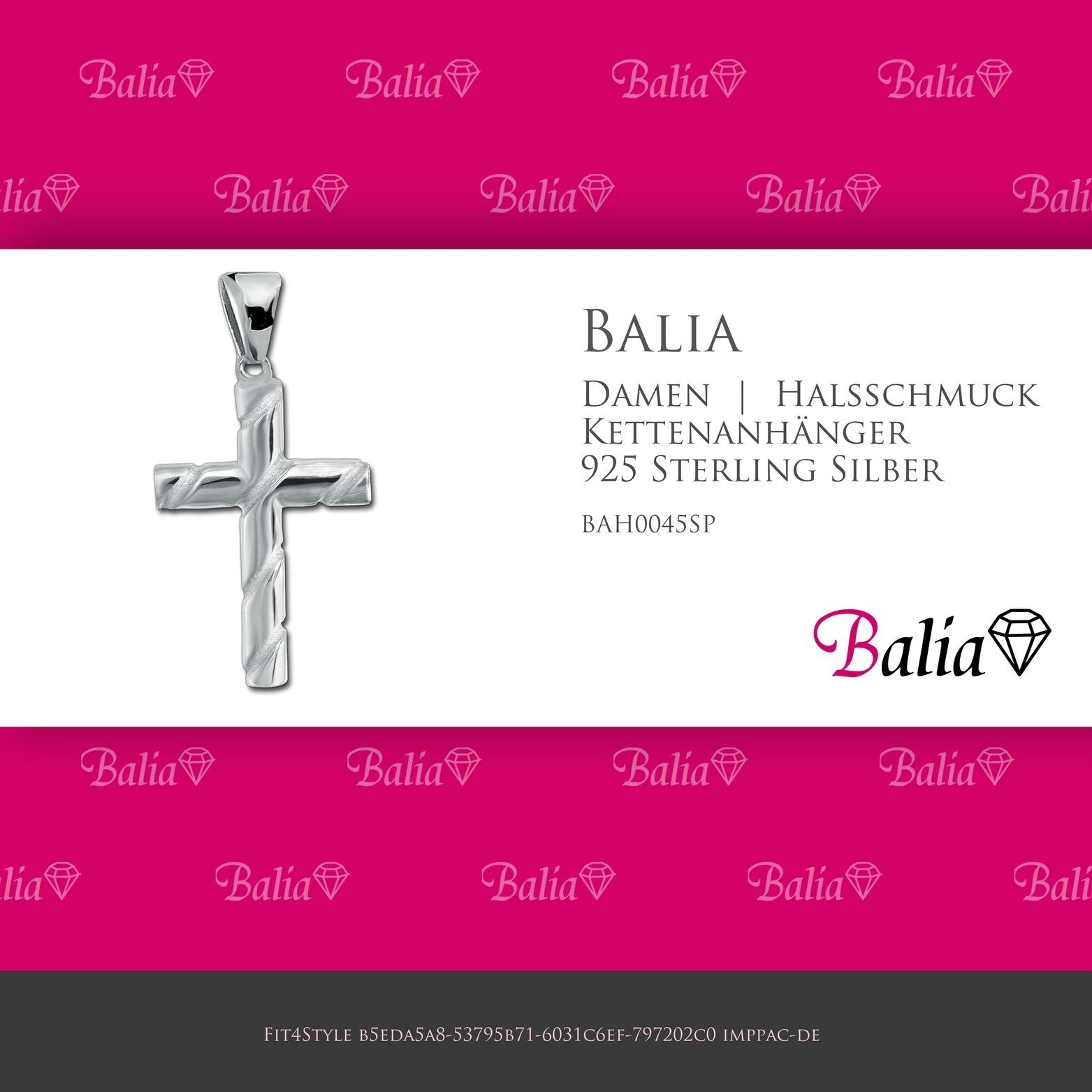 ca. Balia 3cm, Damen Sterling Kettenanhänger (Kreuz) für 925 Kettenanhänger Balia 925, Silber Kettenanhänger