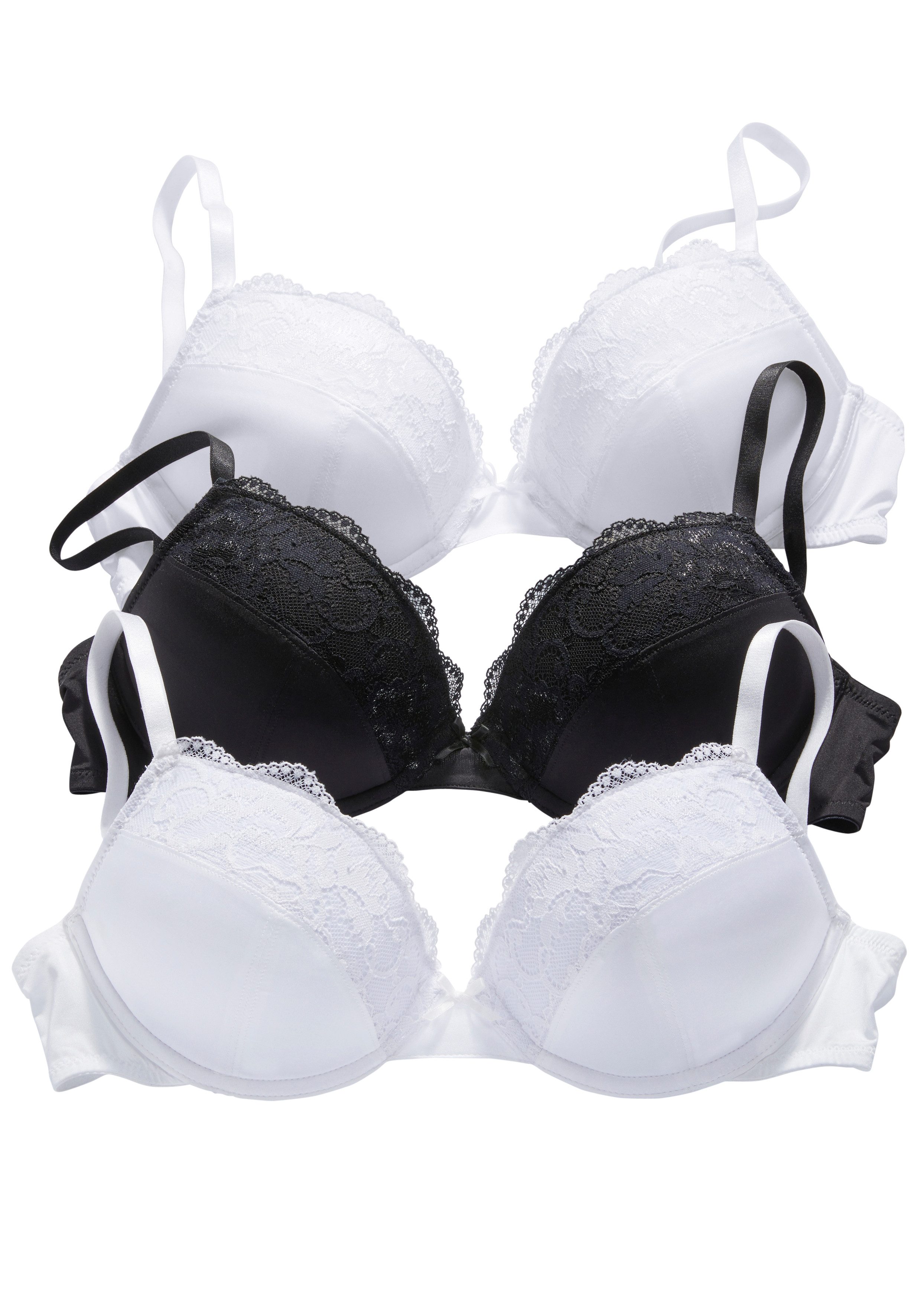 petite fleur Push-up-BH (Packung, 3-tlg) mit Bügel & herausnehmbaren Kissen