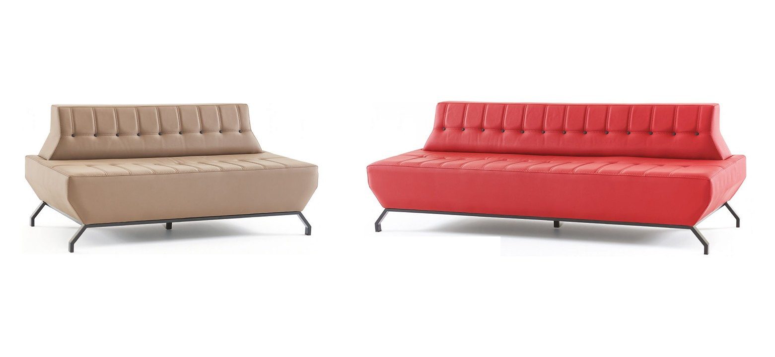 Xlmoebel Chesterfield-Sofa Beige und rote Ledersofas im Set: 2-Sitzer und 3-Sitzer, 2 Teile, Made in Europa
