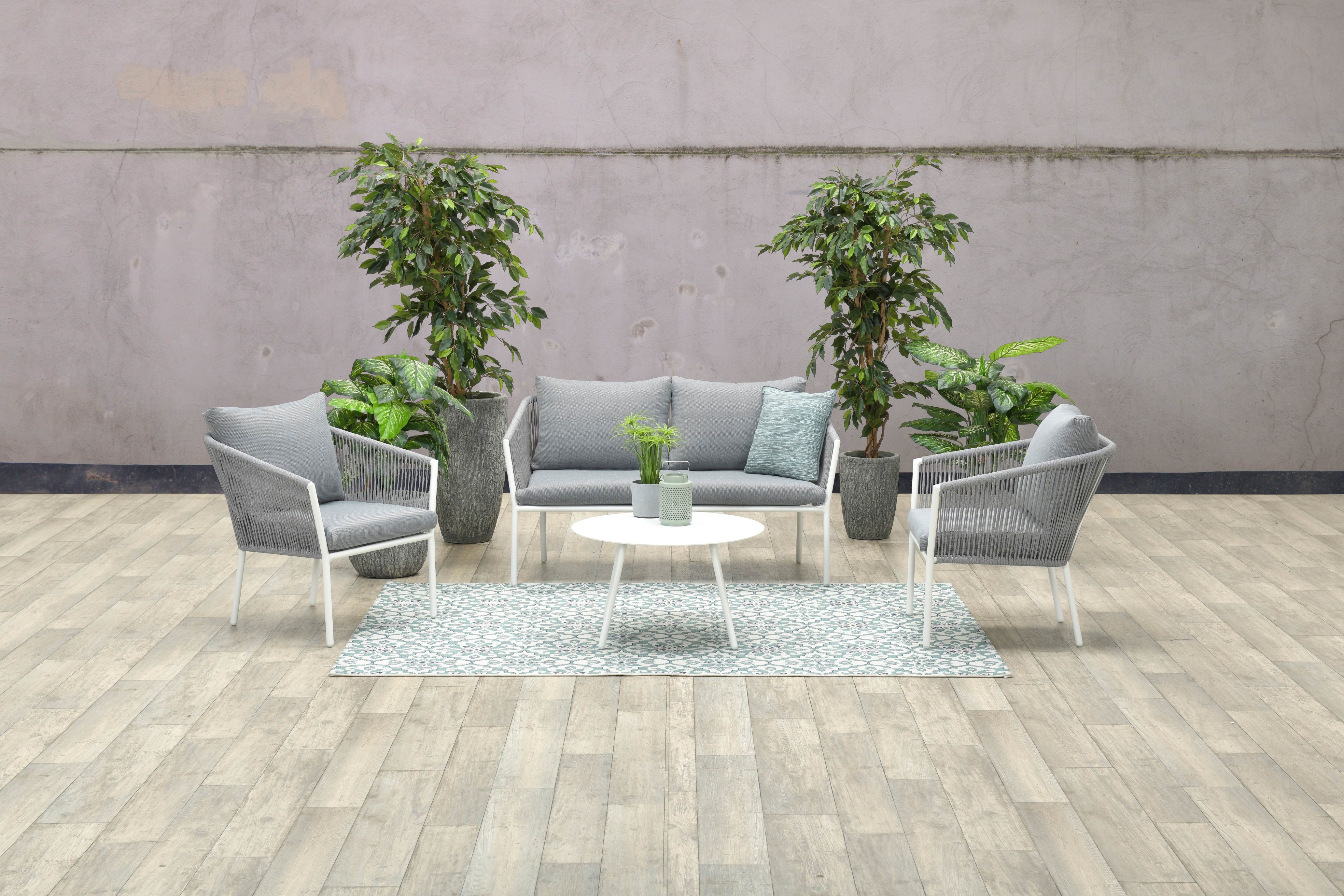 Garden Impressions Gartenlounge-Set Aluminium Rope-Lounge "Fleurie", inklusive wasserabweisender Kissen