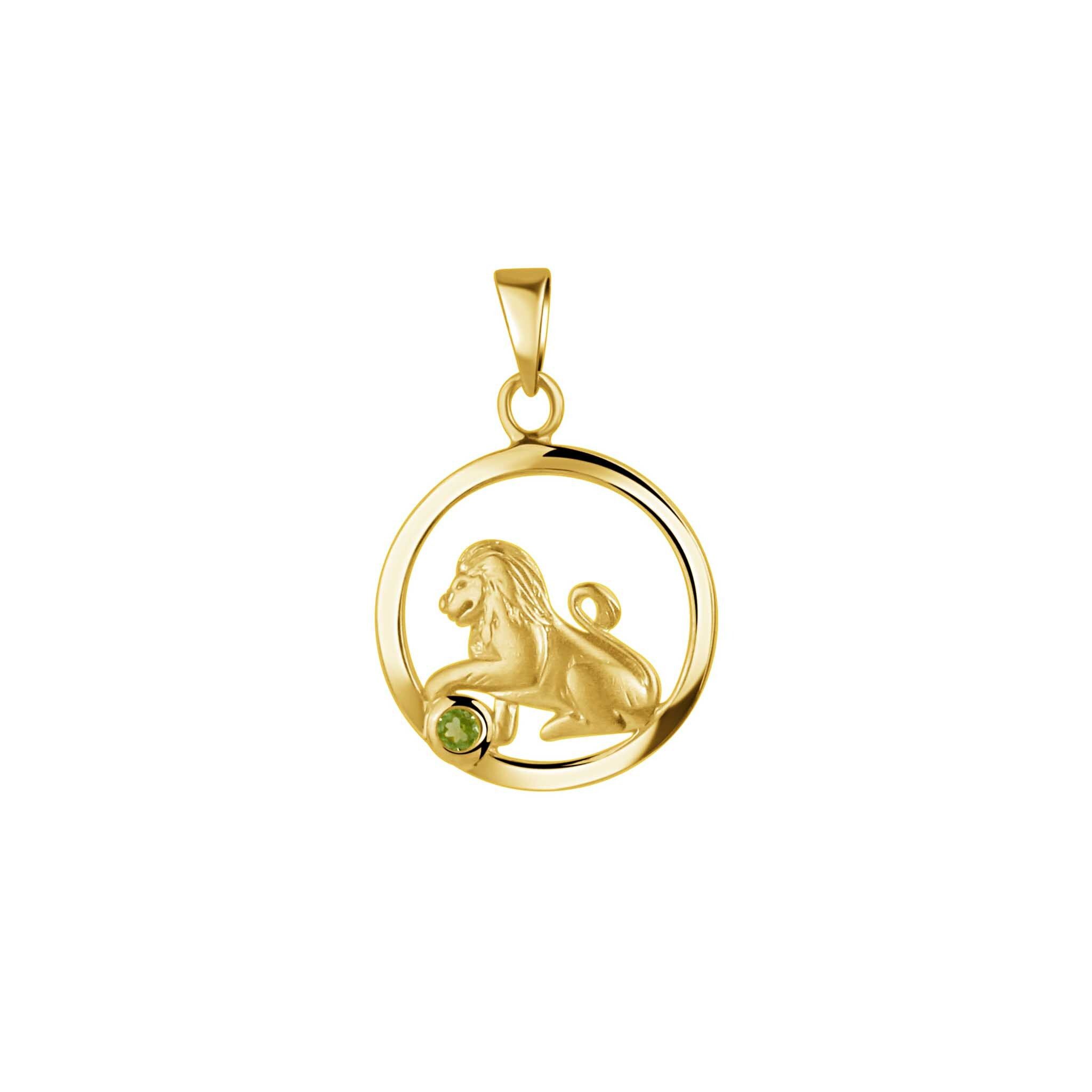 Kettenanhänger 925/- Sterling Silber vergoldet Löwe Monatsstein