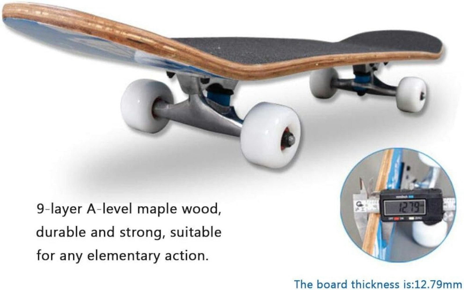 UE Stock Skateboard Jugendliche Skateboard Komplettboard Ahorn 79x20cm mit ABEC-7, für sanftes Fahrgefühl