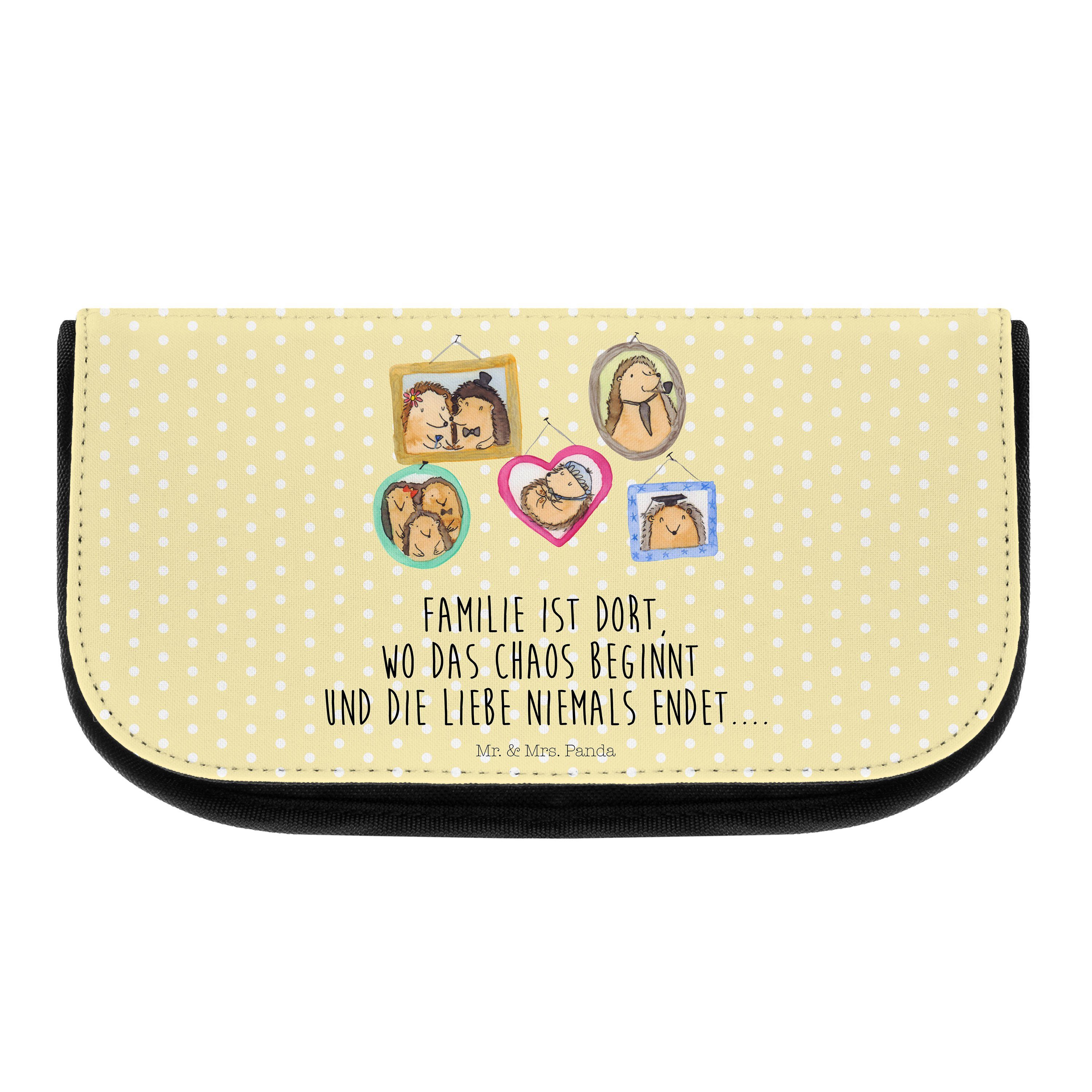 Mr. & - Make- - Familie Liebe, Geschenk, Gelb Papa, (1-tlg) Kosmetiktasche Schwester, Igel Pastell Mrs. Panda