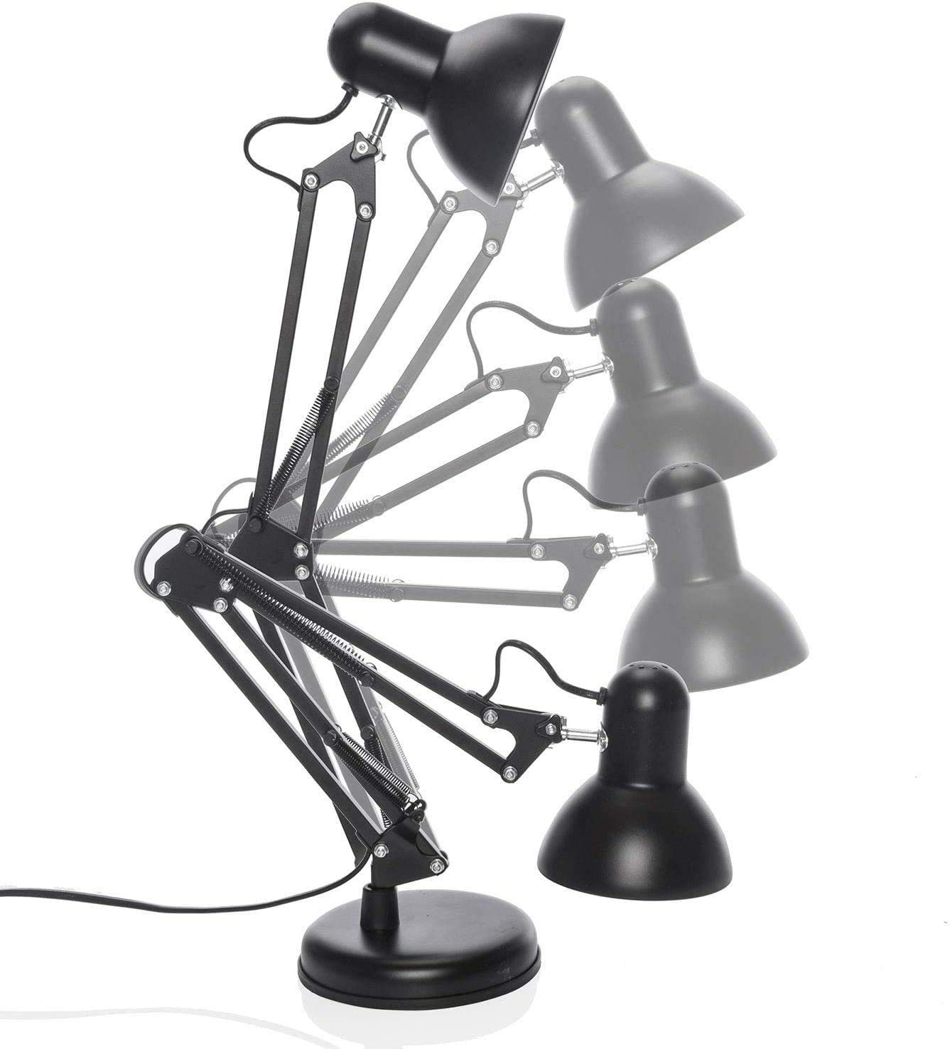 Goods+Gadgets LED Schreibtischlampe LED Schreibtischlampe mit Arm–Verstellbare Tischlampe für Büro & Home, mit Gelenk-Arm aus Metall inkl. LED Glühbirne, Arbeitslampe