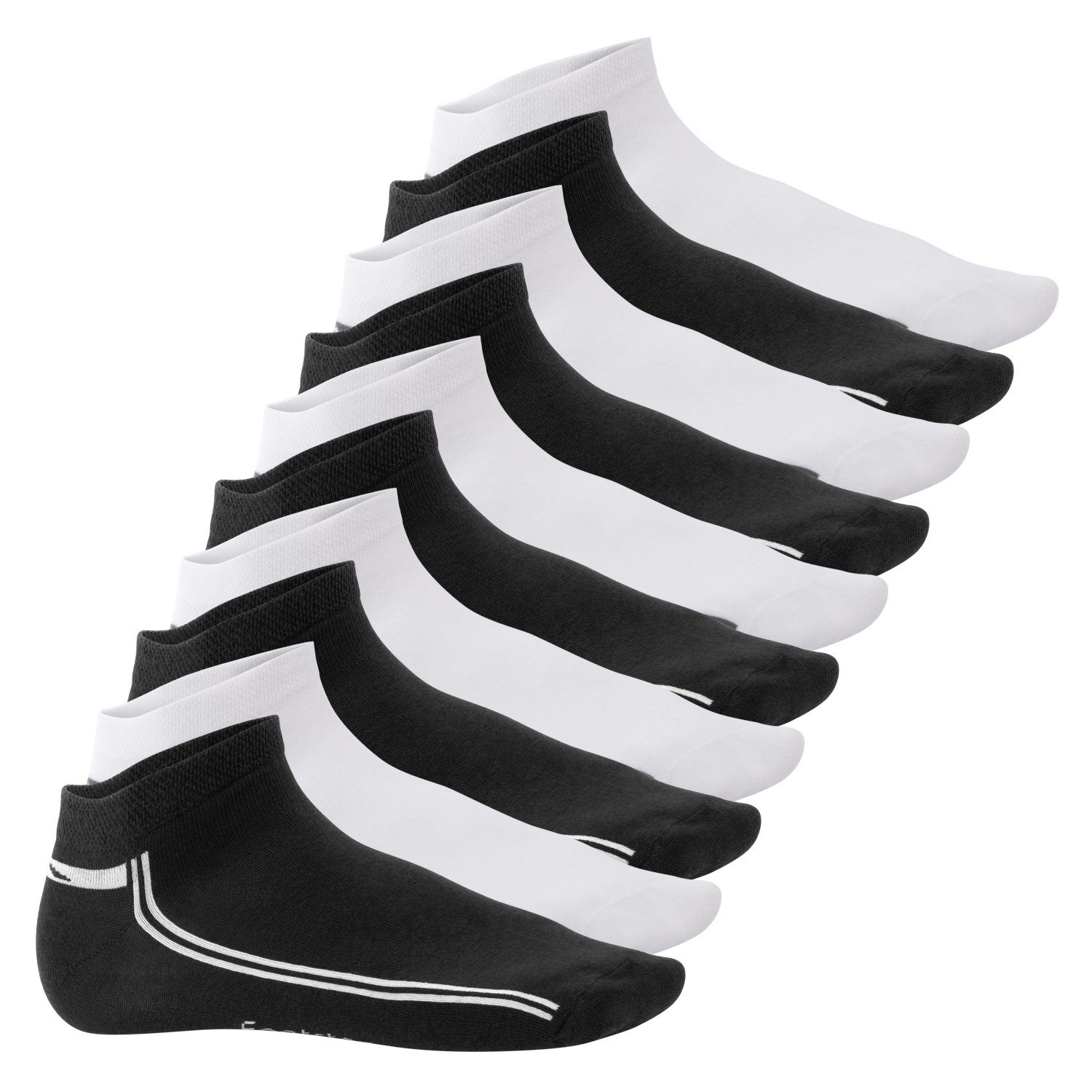 Footstar Füßlinge Sneak It! Damen & Herren Motiv Sneaker Socken (10 Paar) Schwarz-Weiß | Füßlinge