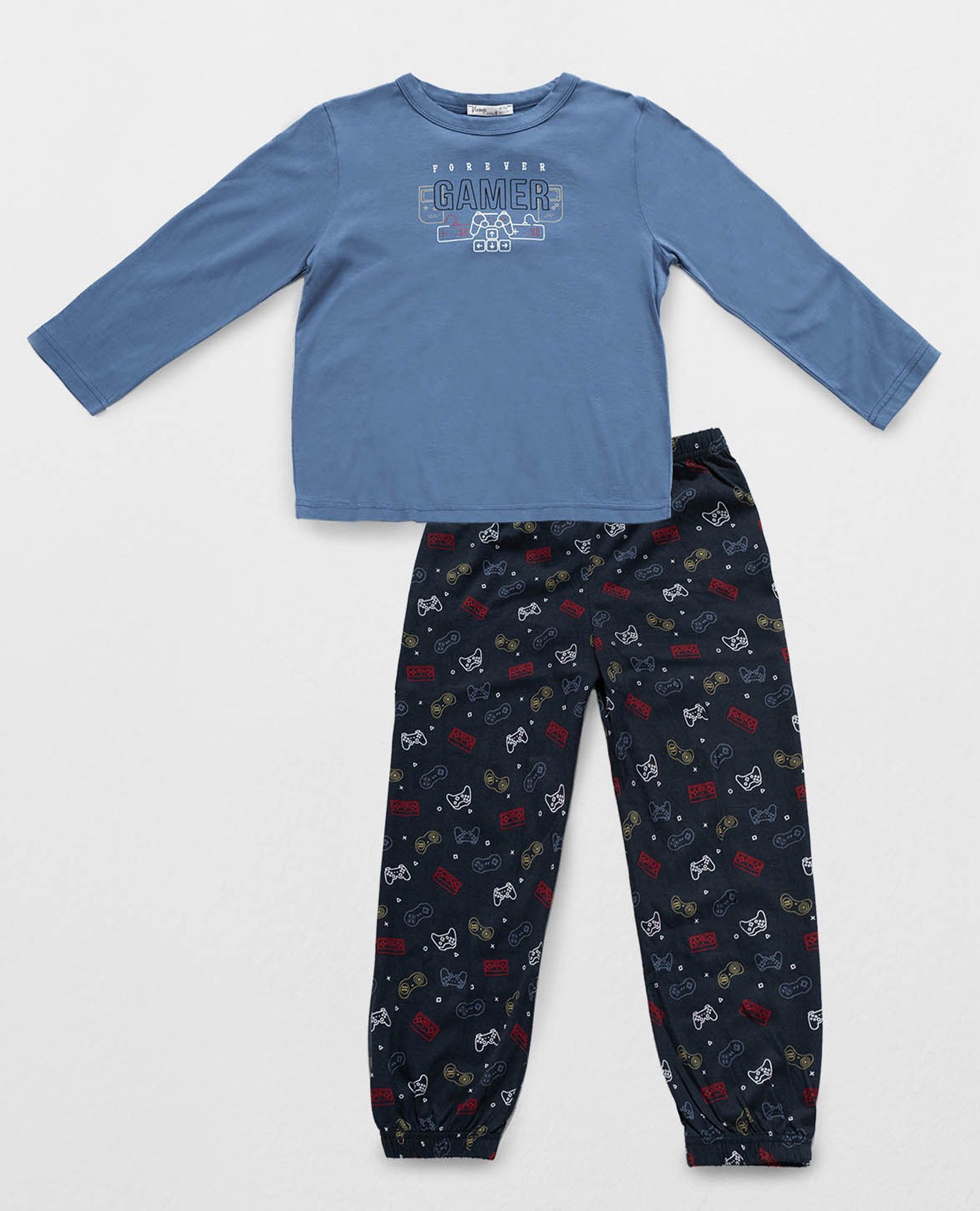 2 VAMP kids Jungen 2-teilig) Pyjama (Set, Schlafanzug Gamer 2-teilig lang Vamp Schlafanzug Baumwolle tlg.,