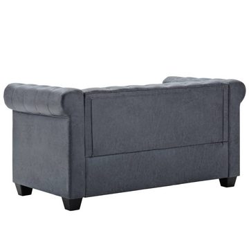 vidaXL Sofa Chesterfield-Sofa 2-Sitzer Kunstwildleder Grau