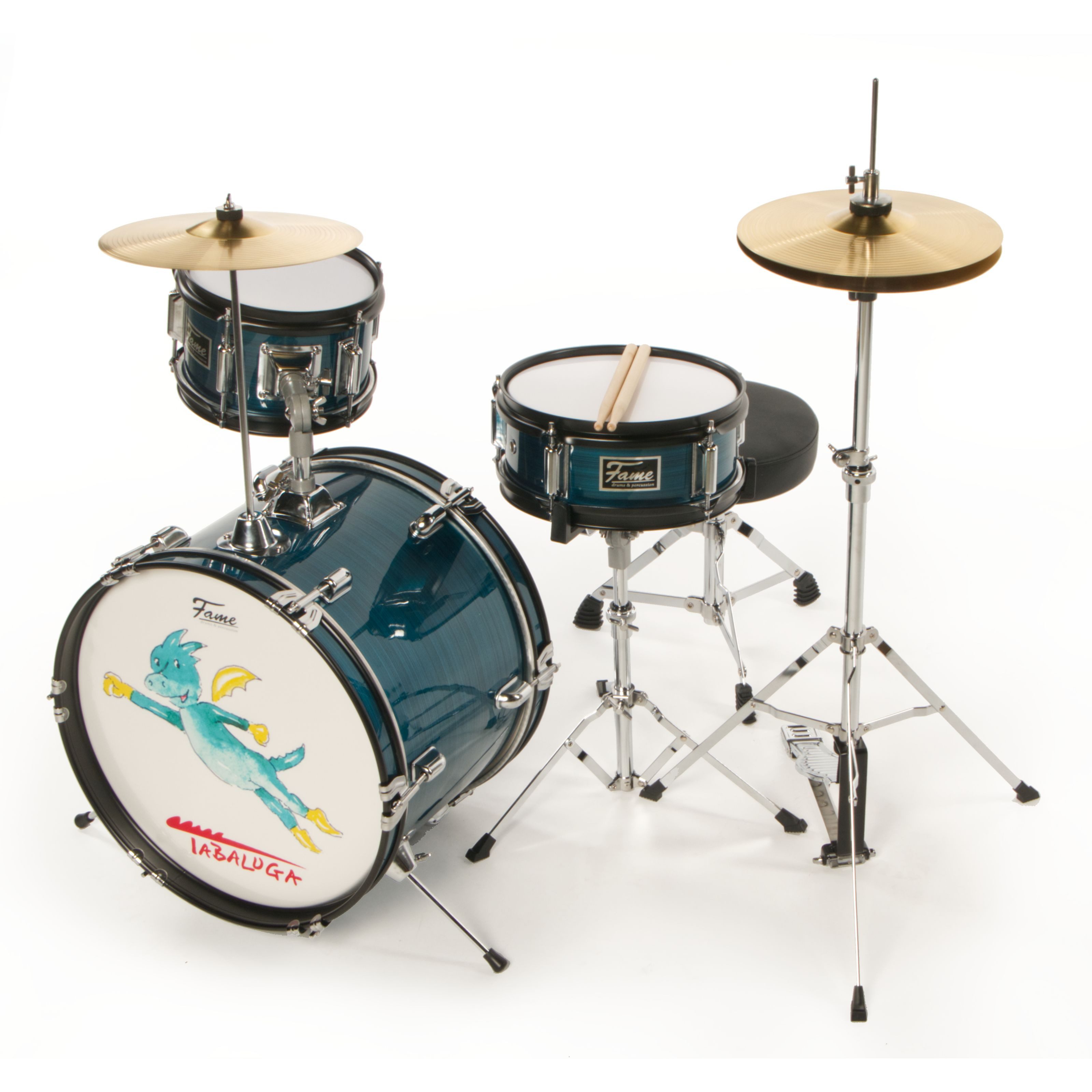 FAME Schlagzeug, Schlagzeuge, Drum-Sets, 3 PC Junior Drumset Tabaluga Dark Blue - Drum-Set
