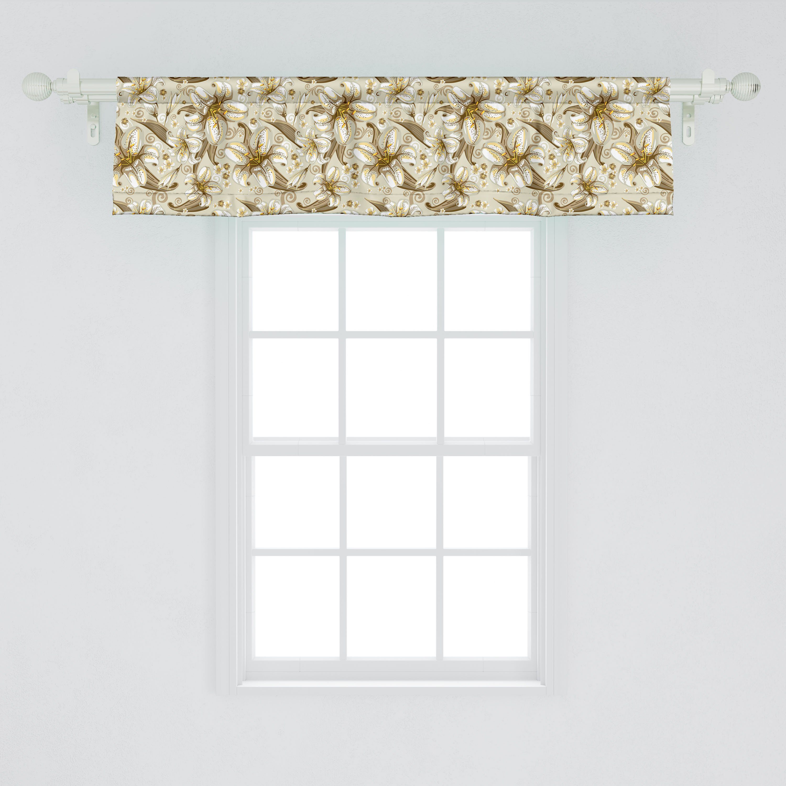 Vorhang Blumen für Blütenblätter Blumen Dekor Microfaser, Küche Abakuhaus, mit Scheibengardine Volant Blühende Schlafzimmer Stangentasche,