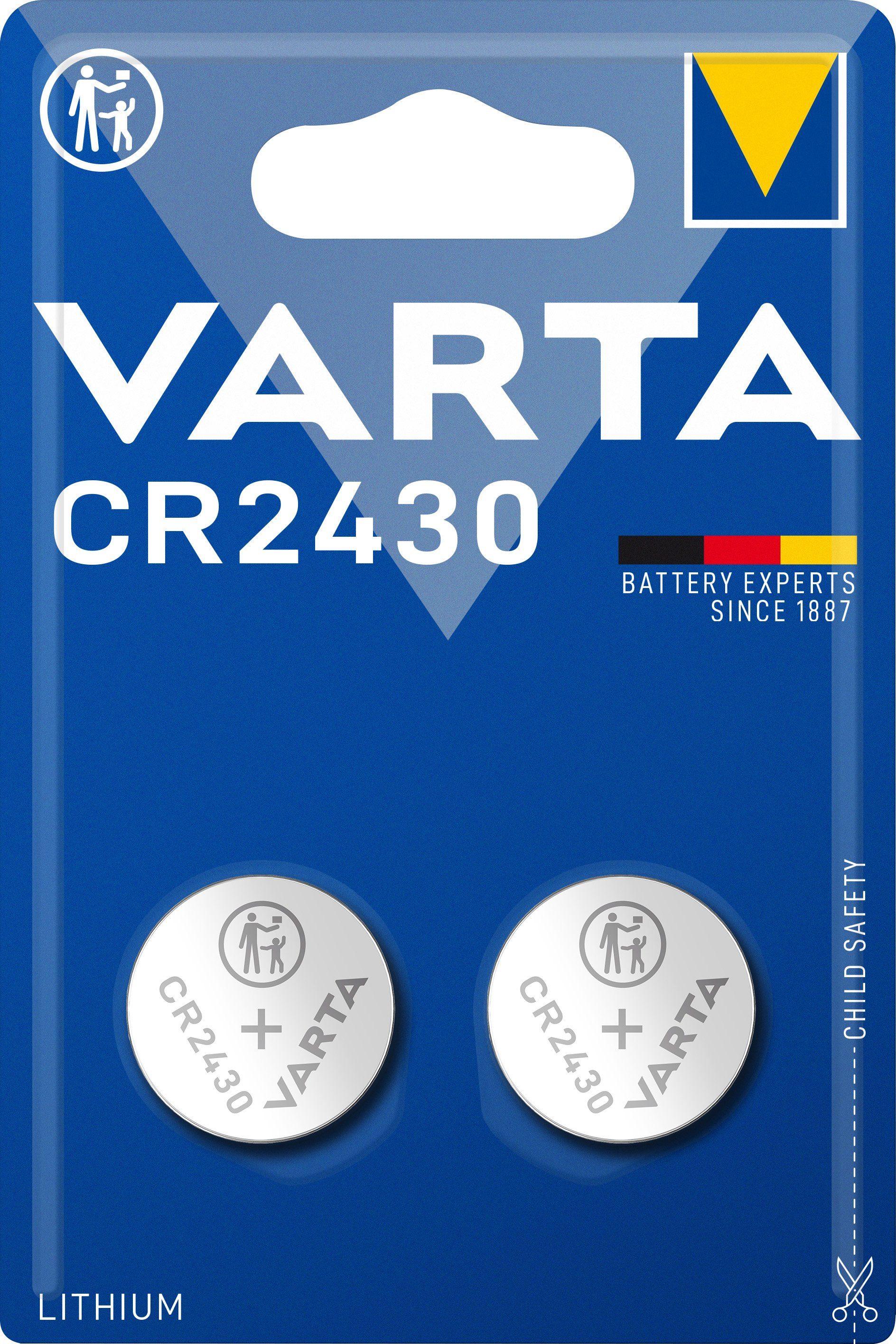VARTA Varta CR2430 3V Lithium Knopfzelle - 2er Blister Knopfzelle, (3 V)