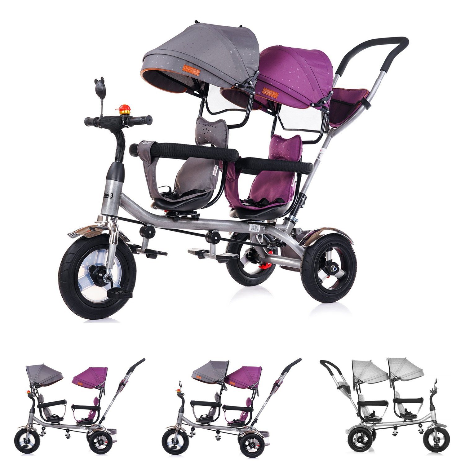 Chipolino Dreirad »Geschwisterdreirad Tricycle 2Play«, zwei Kinder bis 50  kg Luftreifen Lenkstange online kaufen | OTTO