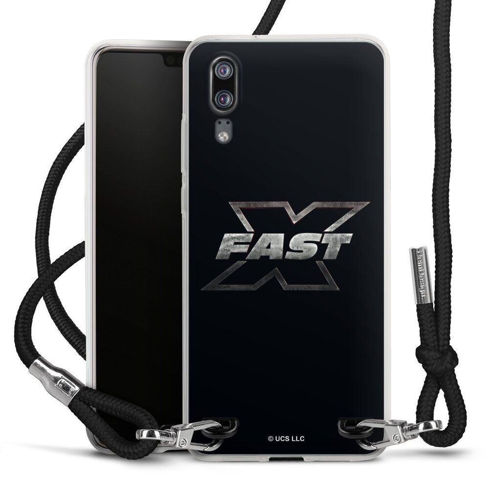 DeinDesign Handyhülle Fast & Furious Logo Offizielles Lizenzprodukt Fast X Logo Metal, Huawei P20 Handykette Hülle mit Band Case zum Umhängen Cover mit Kette