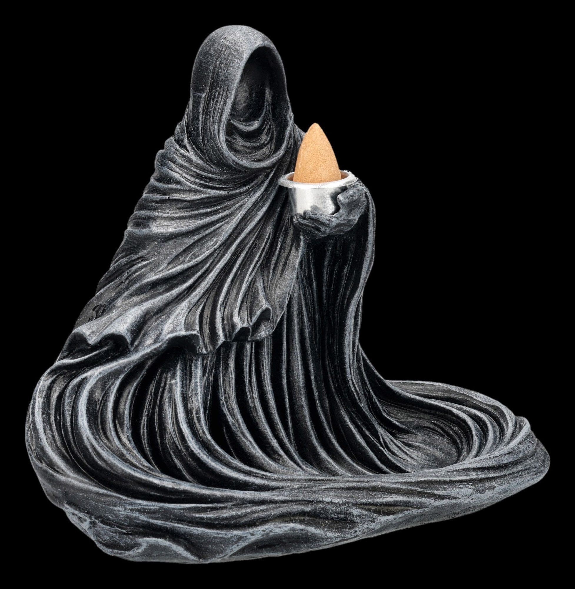 Figuren Shop GmbH Räuchermännchen Sensenmann Räucherhalter – Reaper Figur Backflow Dekoration 14,5 cm