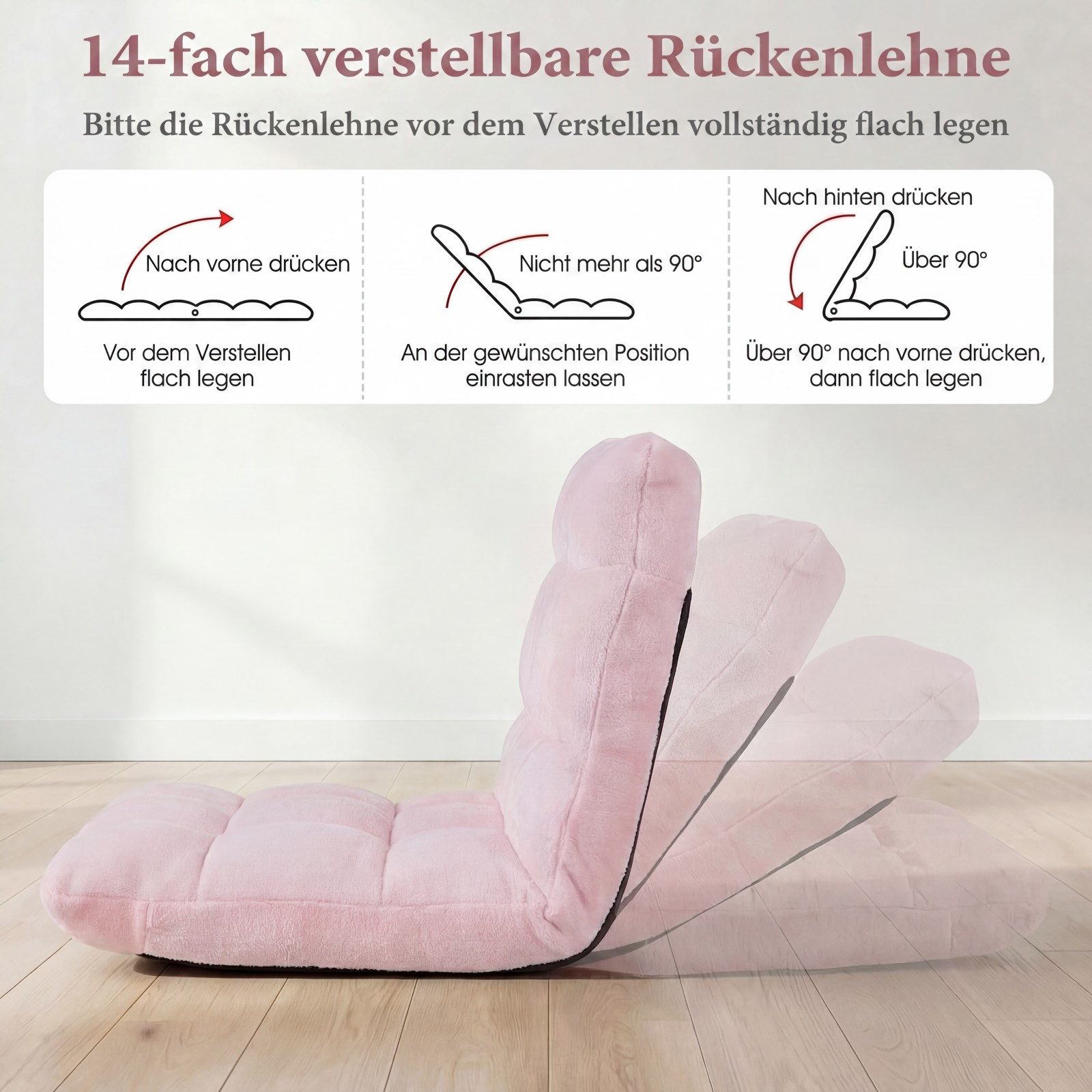 COSTWAY Relaxsessel, Bodenstuhl mit verstellbarer Rückenlehne faltbar gepolstert