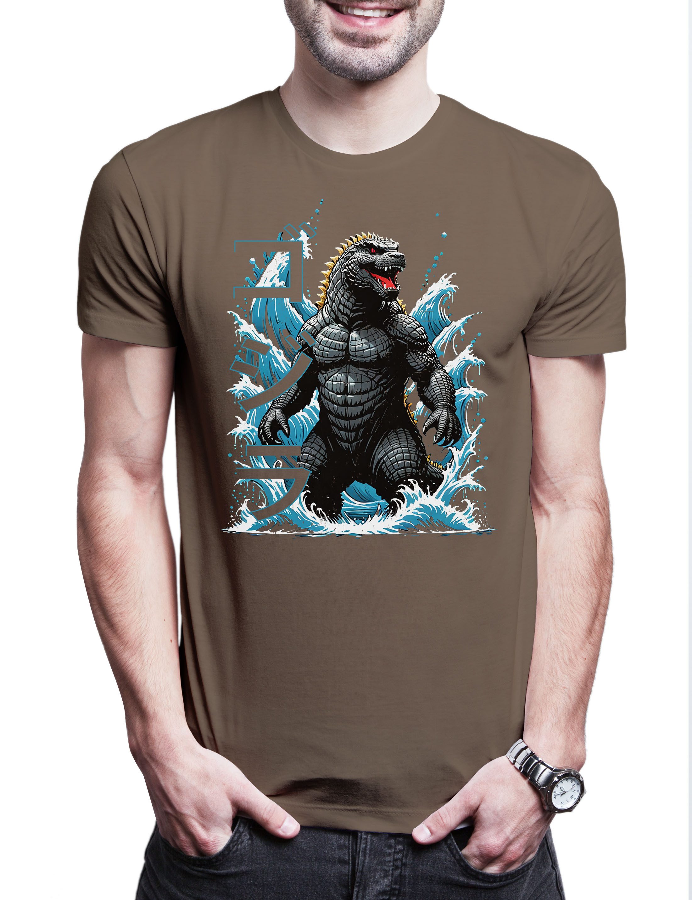 Print-Shirt Nippon Monster Herren T-Shirt Japan Insel Gojira Kaiju Giant Godzilla