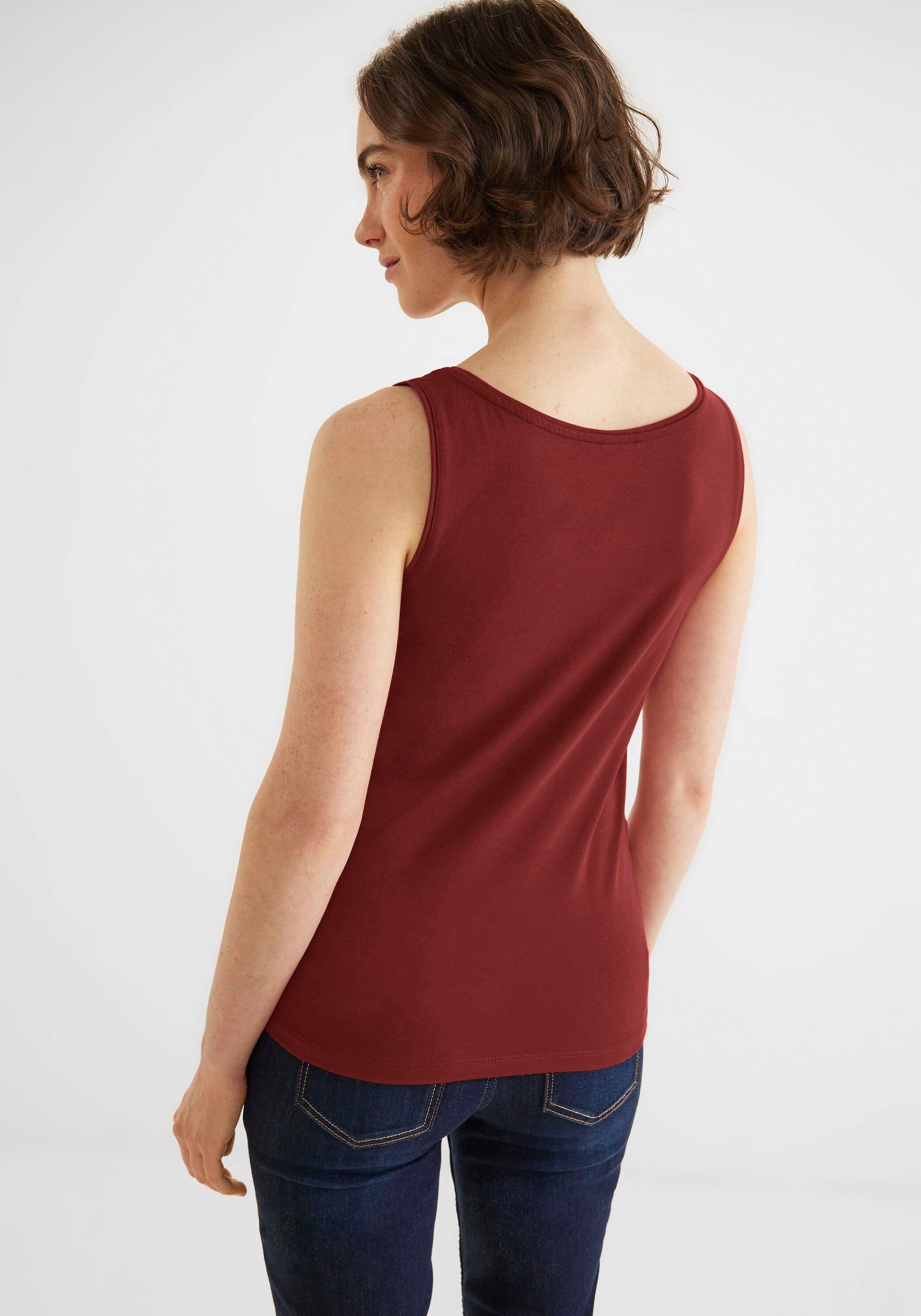 STREET ONE Tanktop Anni Style red Unifarbe Rundhalsausschnitt in mit Top foxy