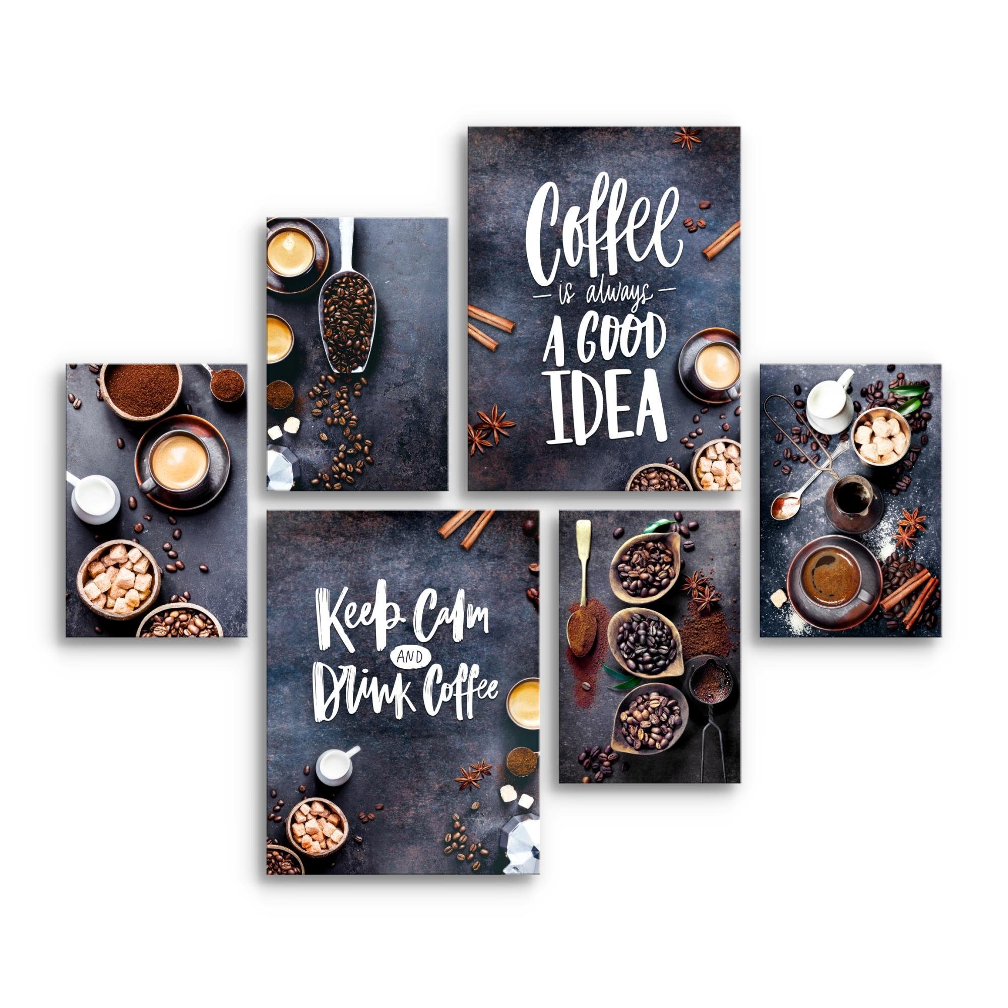 Novart Wandbild Wandbilder Küche Kaffee Gewürze AUFHÄNGFERTIG 90 x 80 cm Kü günstig online kaufen
