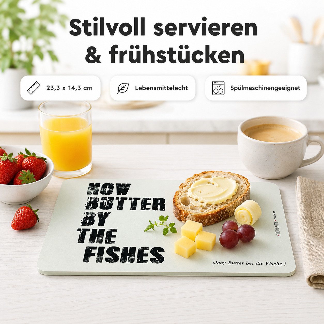 Räder Design Frühstücksbrett Frühstücksbrettchen aus Resopal - Butter by the Fishes, Resopal, (1-St)