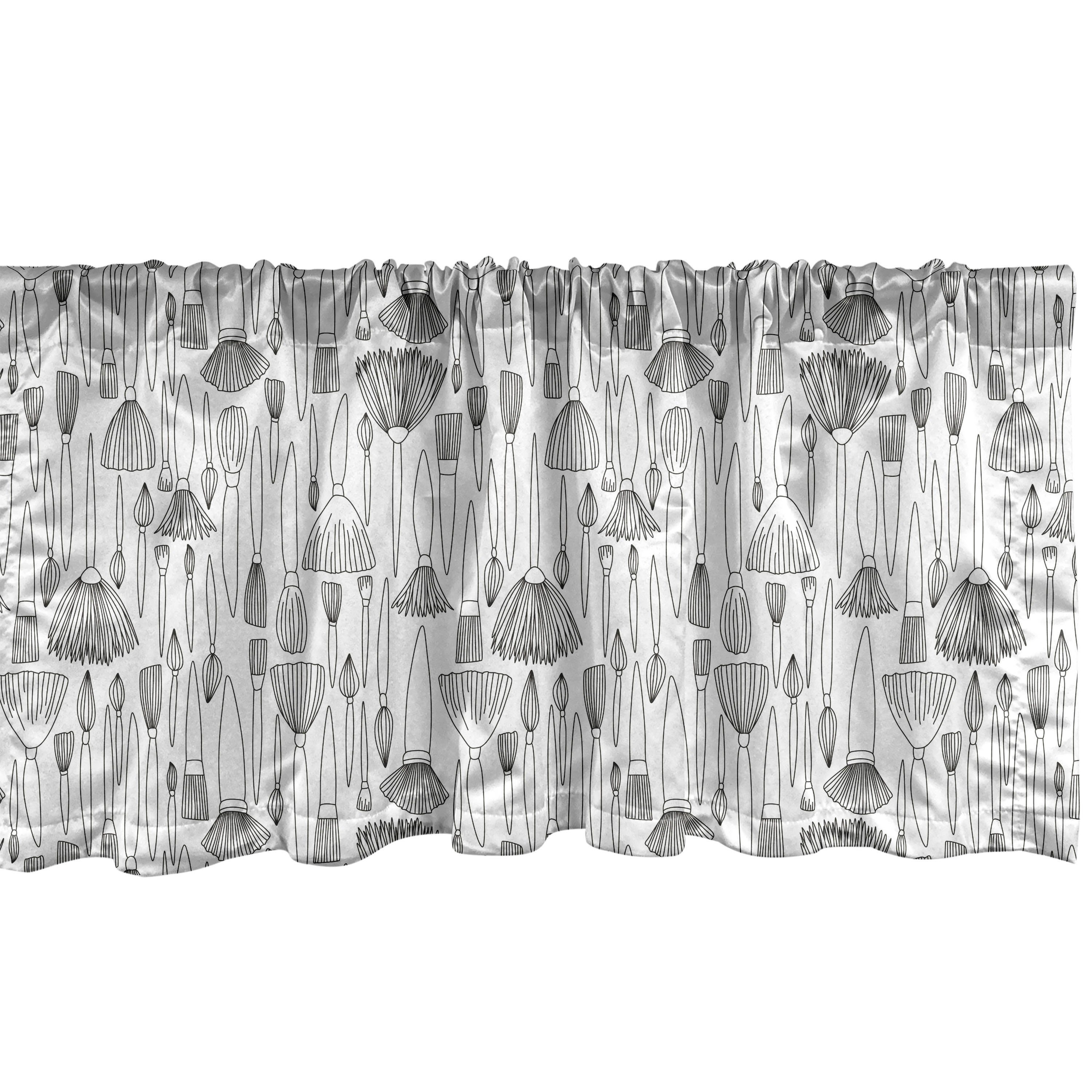 Scheibengardine Vorhang Volant für Küche Schlafzimmer Dekor mit Stangentasche, Abakuhaus, Microfaser, Abstrakt Pinsel Art Element