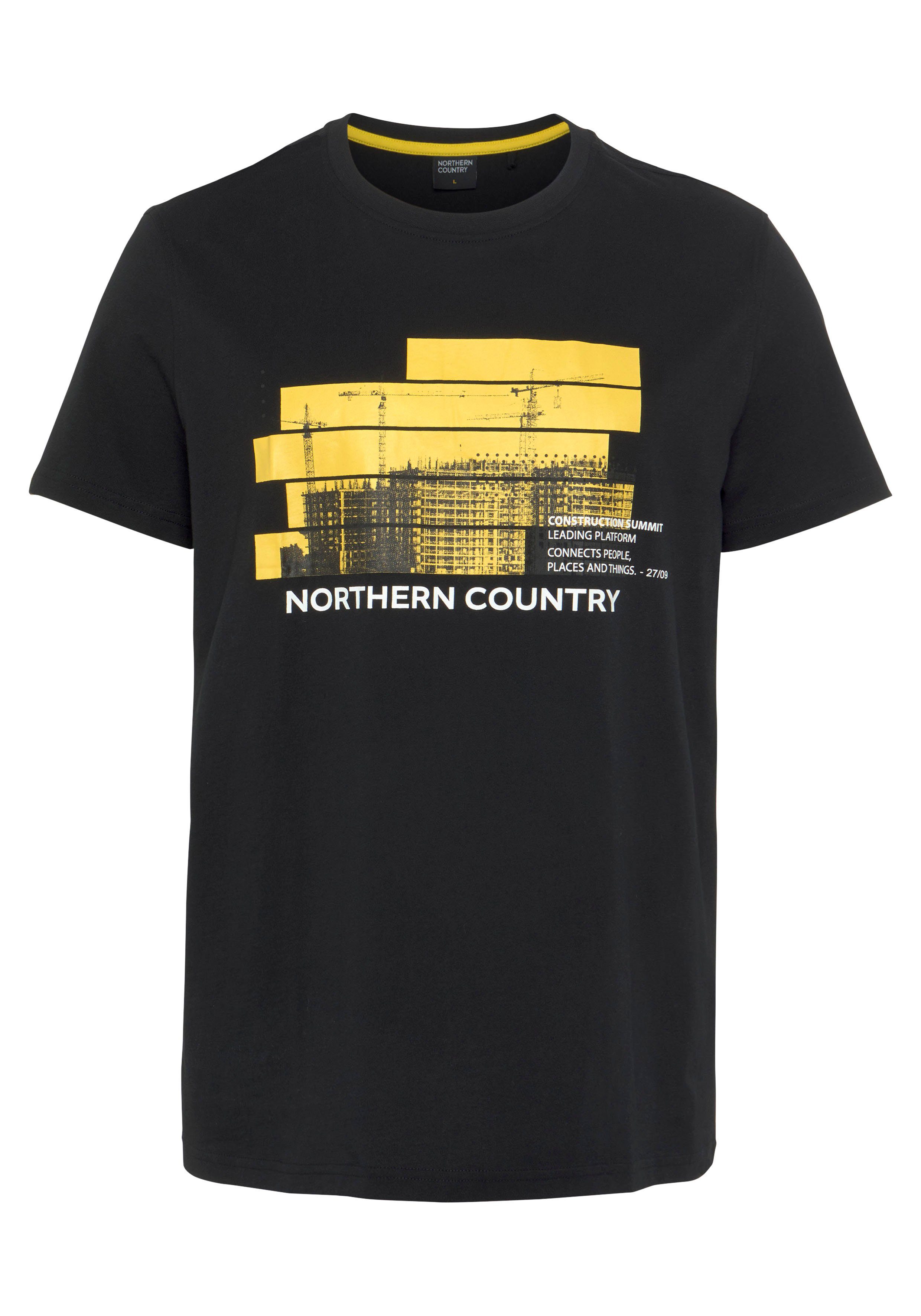 Northern Country T-Shirt (Set, 2-tlg) 2er weiß Baumwolle im aus schwarz weicher nachhaltiger und Set