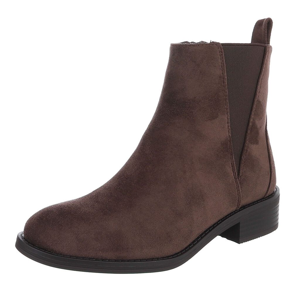 Ital-Design Damen Chelsea Boot mit Blockabsatz & Elastikeinsatz Stiefelette (92125582) Blockabsatz Chelsea Boots in Braun