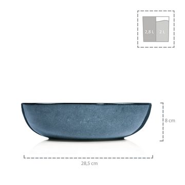 SÄNGER Servierschale Darwin Schale, Steingut, (1-tlg), Handmade, 2 l, Blau