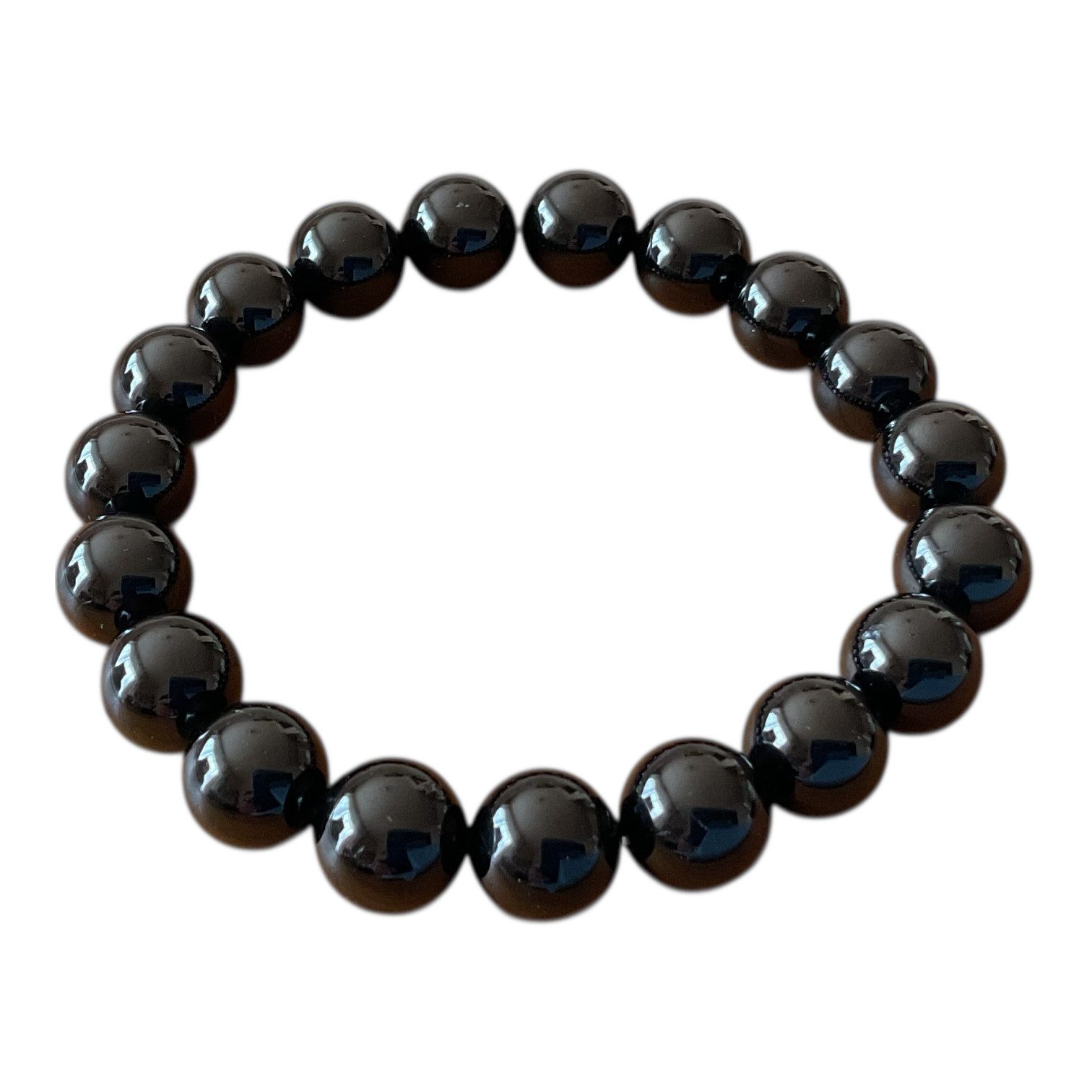 Steinfixx® Perlenarmband Turmalin (Schörl) Durchmesser 10mm, handgefertigt, in Geschenkbox (Länge 19,0 cm, 1-tlg., insgesamt 19 Perlen), AAA-Qualität aus Brasilien