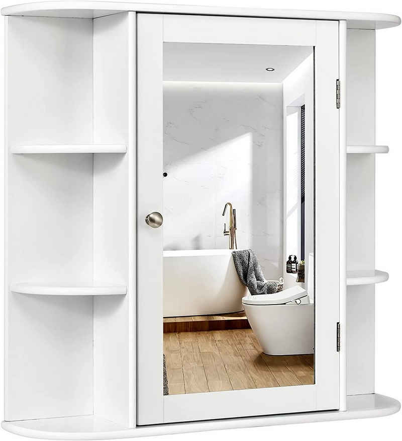 COSTWAY Spiegelschrank Badezimmerschrank mit Spiegeltür&Ablagen, hängend weiß