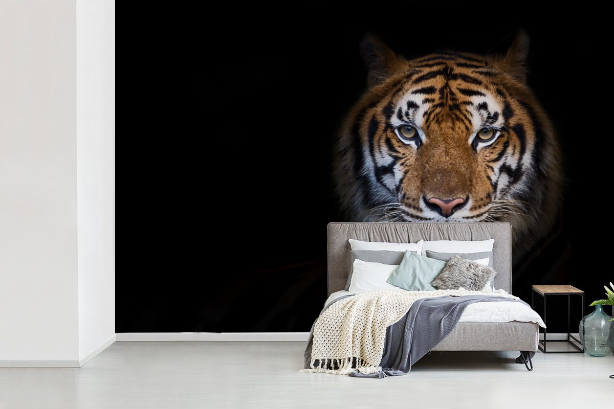 Wohnzimmer, Schlafzimmer, MuchoWow Tier St), Porträt, Matt, Fototapete Wallpaper (6 Tapete bedruckt, Tiger - Kinderzimmer, für - Vinyl