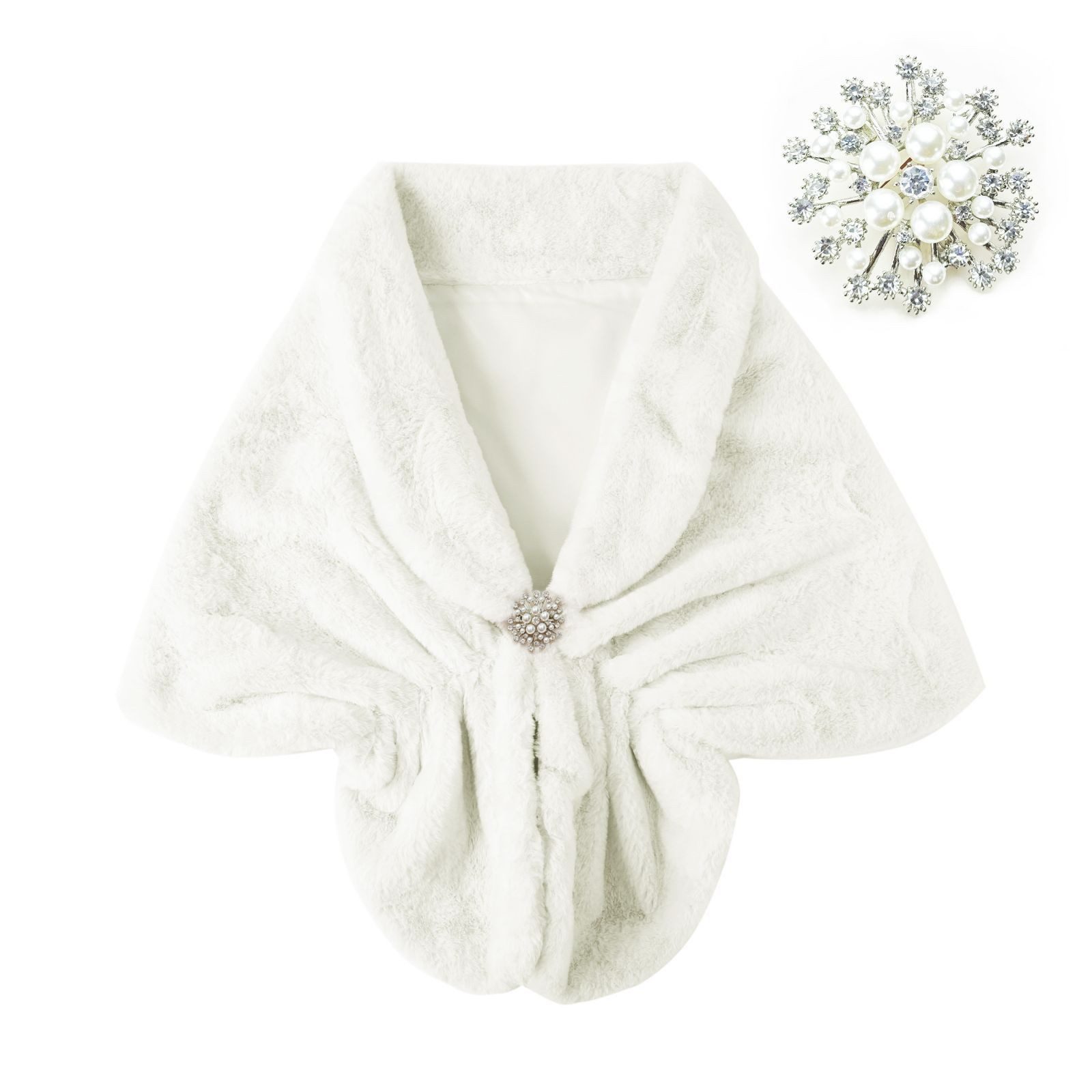 nsihing Modeschal Damen Elegant Braut Hochzeit Kunstpelz Schal Wrap Braut Pelz Schal, (1-St), Stola Fur Wraps und Tücher für Frauen