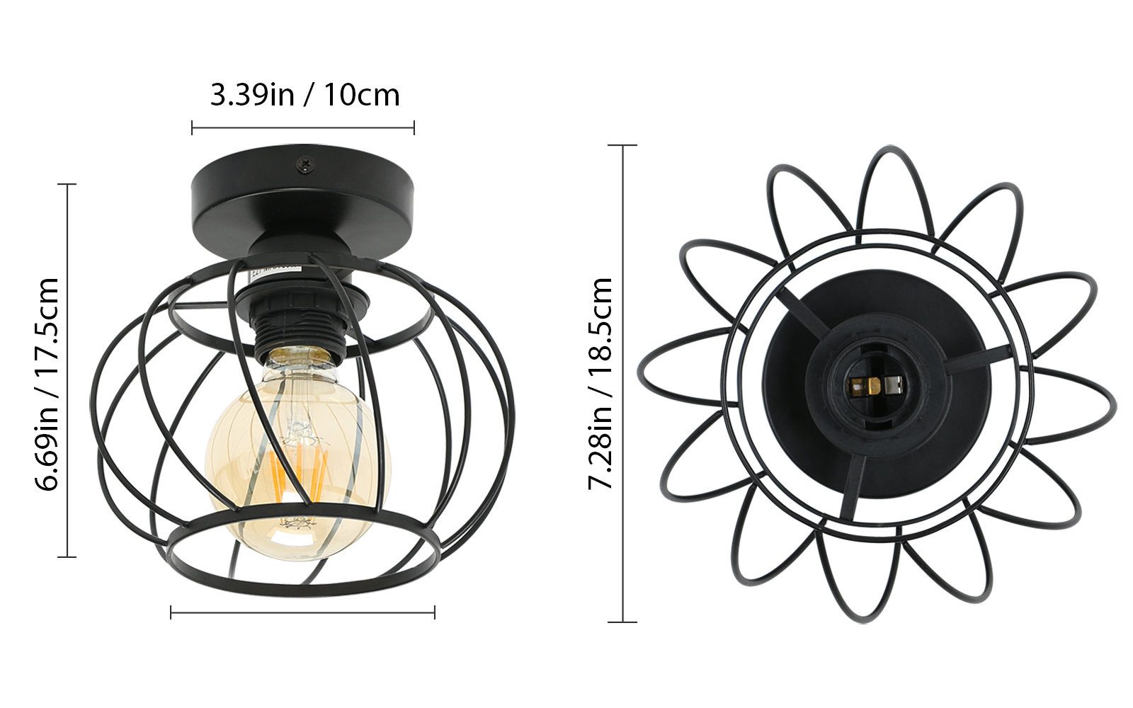 Goeco Deckenleuchte Schmiedeeiserne Deckenlampe, runde Dekolampe, günstig online kaufen