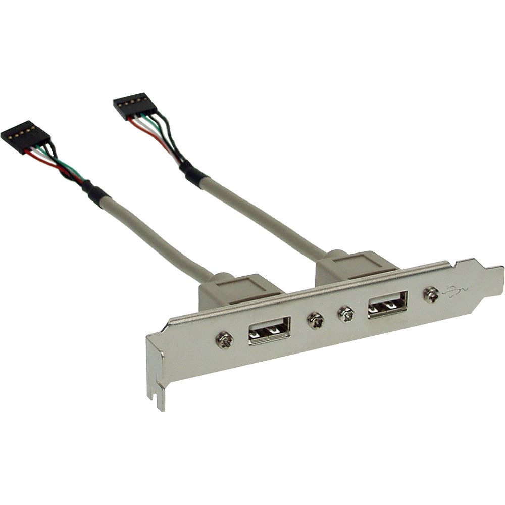 Kabelbinder Slotblech USB 2.0, 2x USB Buchse auf 2x 5pol Pfostenverbinder, 0,3m