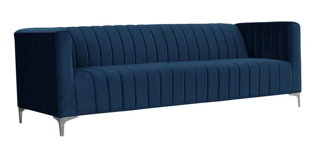 JVmoebel Sofa Wohnzimmer Blau Dreisitzer Stoff Design Couchen Polster Sofa, Made in Europe