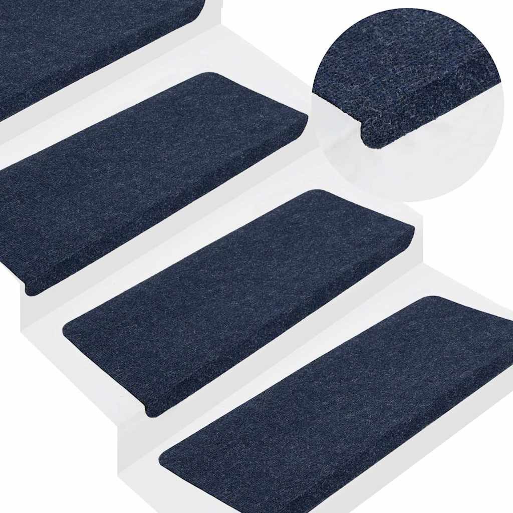 vidaXL Stufenmatte Stufenmatten Selbstklebend 15 Stk. 65x24,5x3,5 cm Blau, Rechteckig, Höhe: 3.5 mm