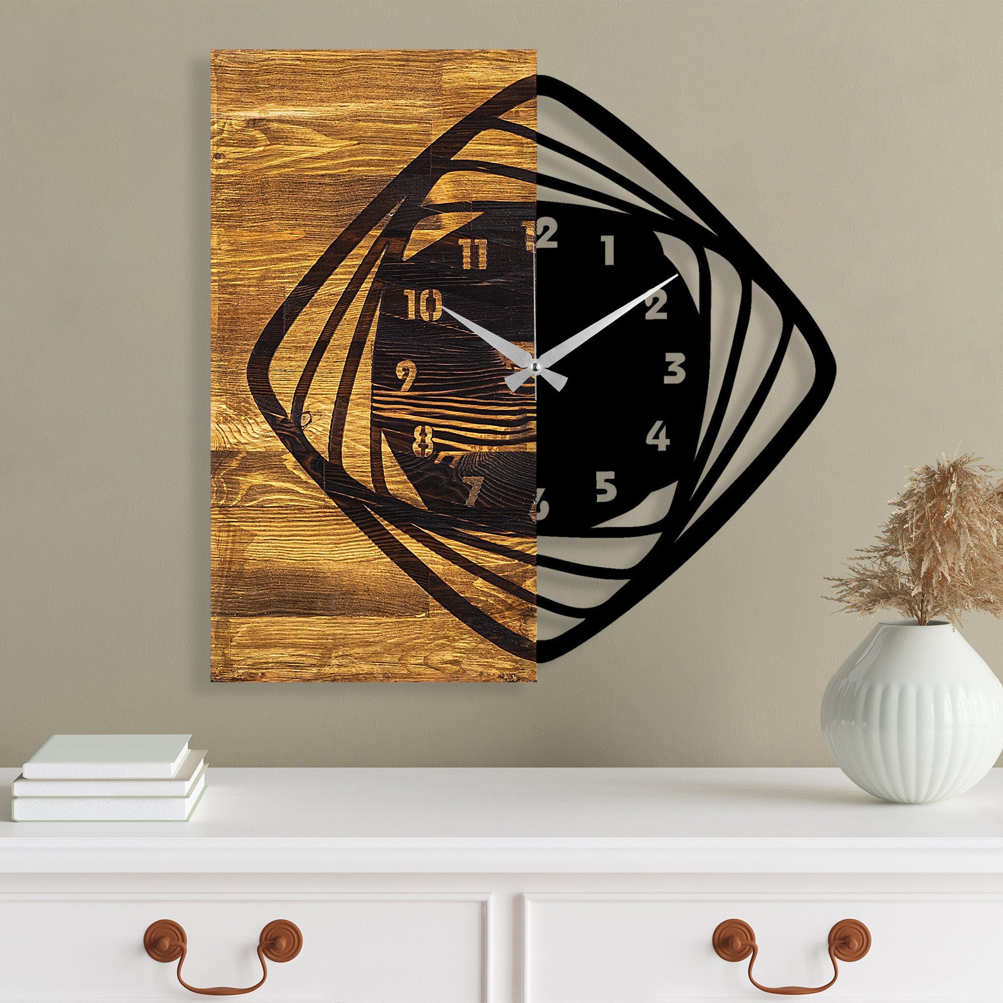 Wallity Wanduhr TNL1104,Schwarz, Wanduhren, 57 x 3 x 58 cm, 100% Holz