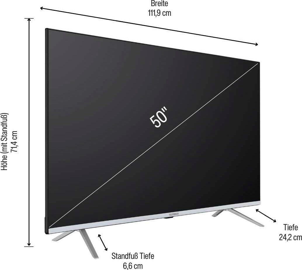 Telefunken (126 Zoll, 4K D50V850M5CWH Smart-TV) HD, LED-Fernseher Ultra cm/50