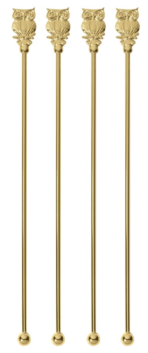 Paderno Cocktail-Set Bar Utensils Rührer Eule gold Set4, Allgemein